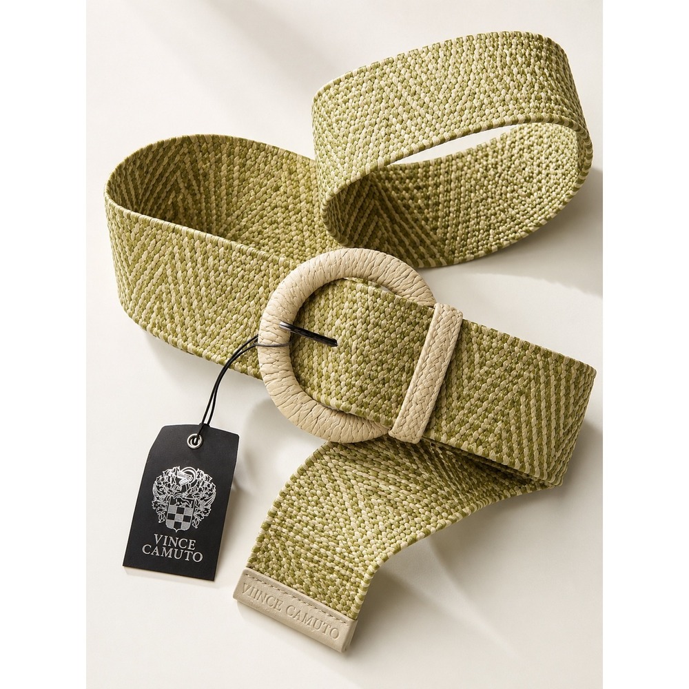 Vince Camuto Woven Straw Belt Womens M/L Lime Green NWT Boho Resortwear VB212428